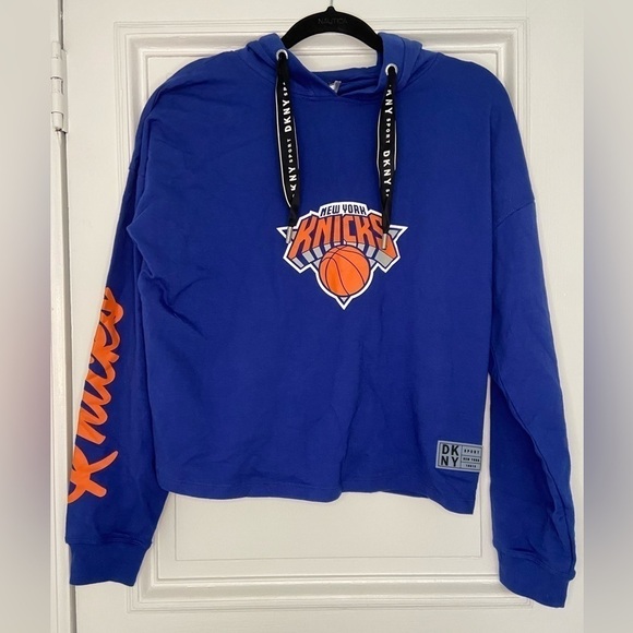 NWT DKNY New York Knicks Basketball Blue & Orange Hoodie Pullover w/Logo Small - Picture 2 of 10